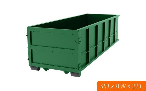 you can rent 20-yard dumpsters for a duration of 7-10 days typically